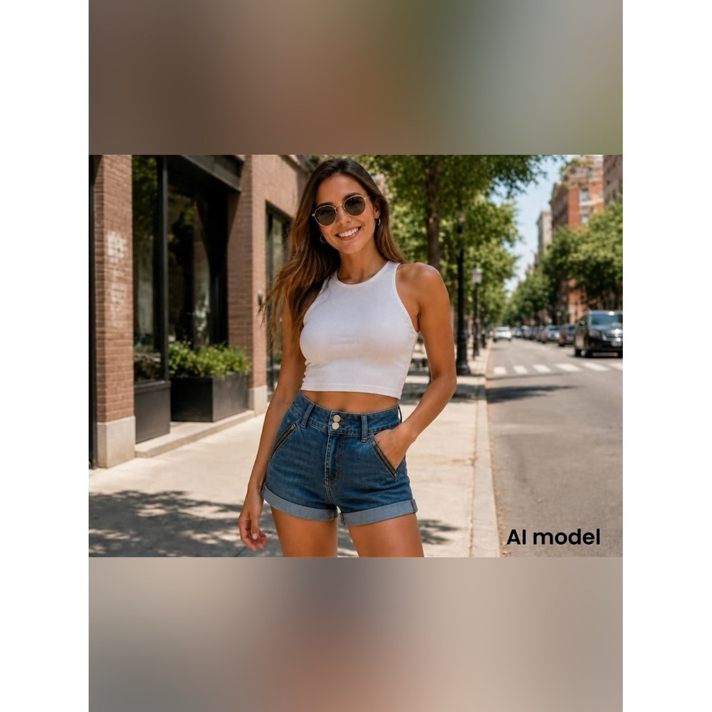 CNI‎ Fashion Dark Blue Denim Roll-Hem Women's Shorts- NWT